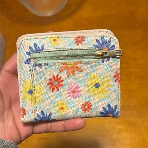 Floral Wallet with Zipper Pocket